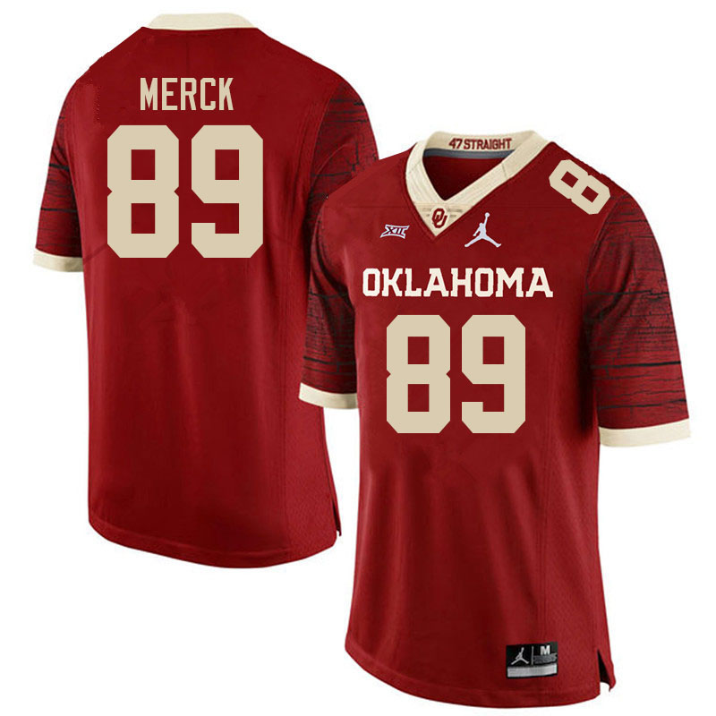 Oklahoma Sooners #89 Eli Merck College Football Jerseys Stitched Sale-Retro
